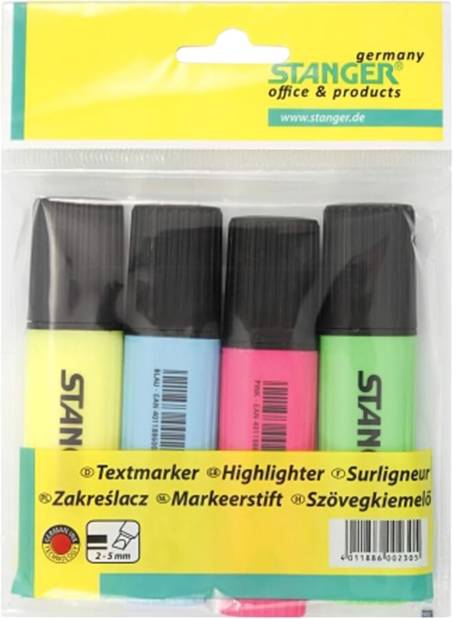 pack of 4 highlighter markers stanger